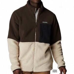 Columbia Mountainside Heavyweight Fleece Zip Jacket Men's XXL Brown Beige Sherpa